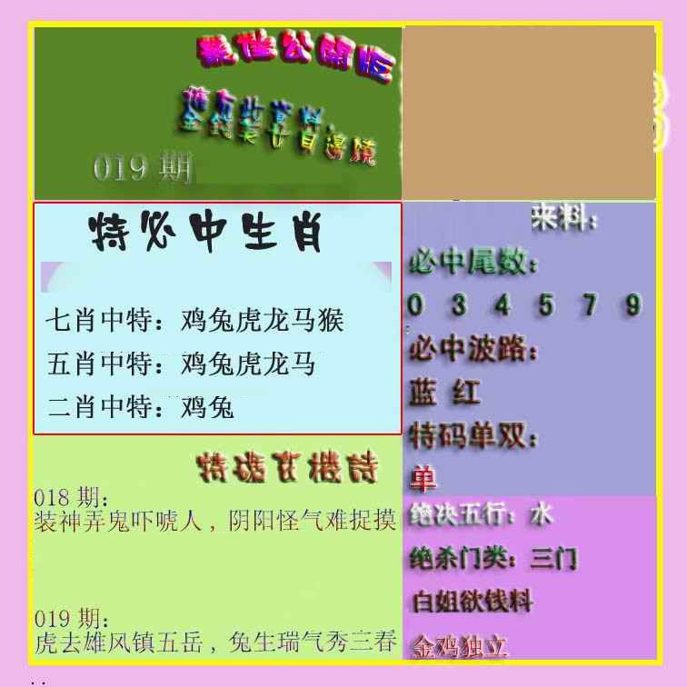 019期波肖门尾最佳公开版[图]