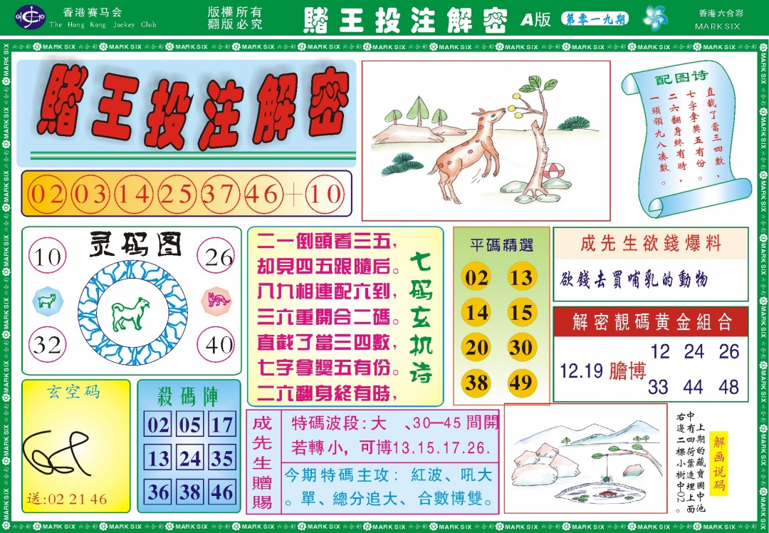 019期赌王投注解密记录[图]