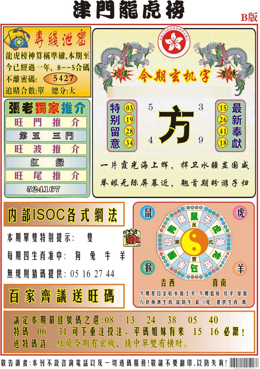 019期津门龙虎榜B[图]