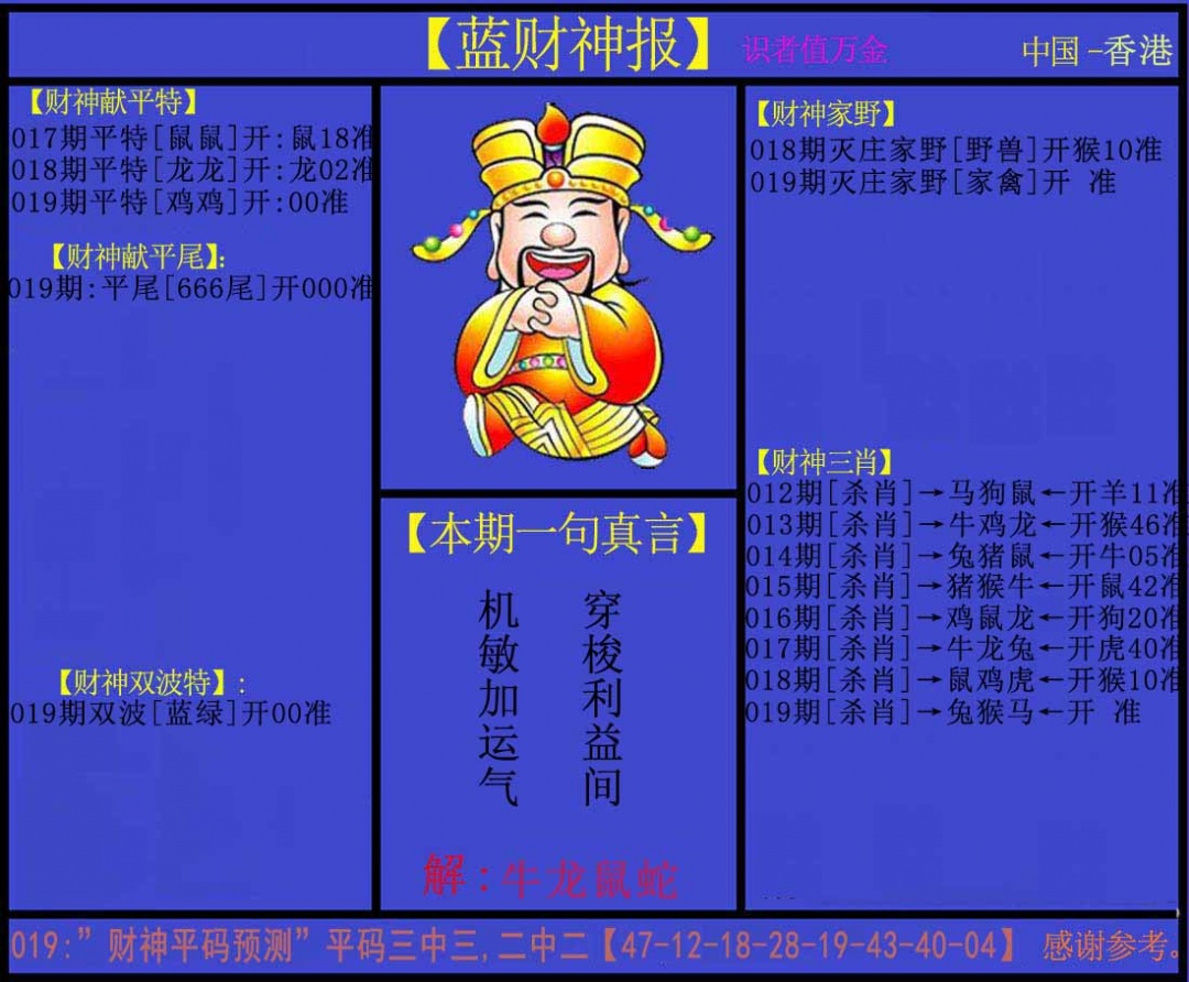 019期蓝财神[图]